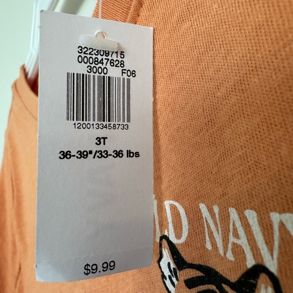 NWT Old Navy Kids Orange T-Shirt Size 3T 100% Cotton - Picture 5 of 7